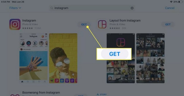 Download and install the Instagram app