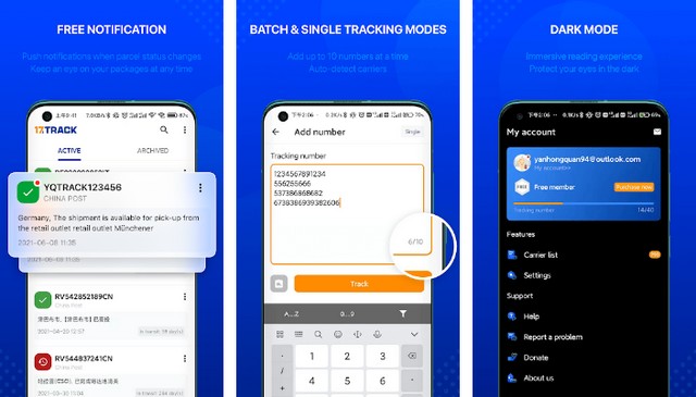 17Track - parcel tracking app