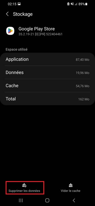 Clear the Google Play Store cache file