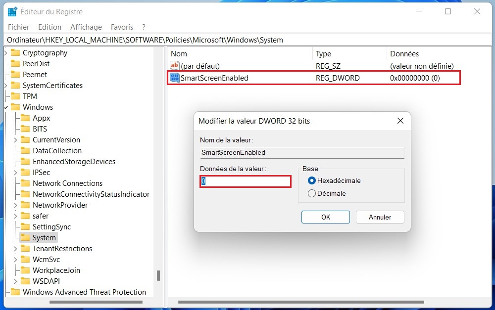 Disable SmartScreen using Registry Editor