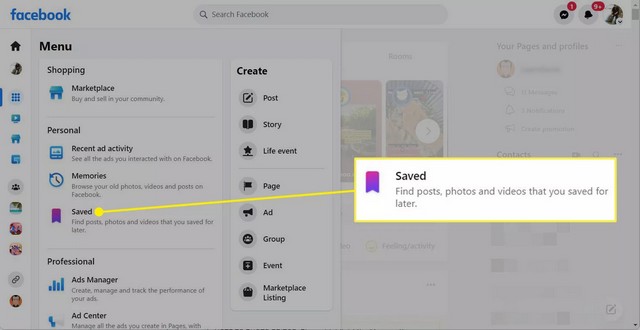 Find your saved posts on Facebook