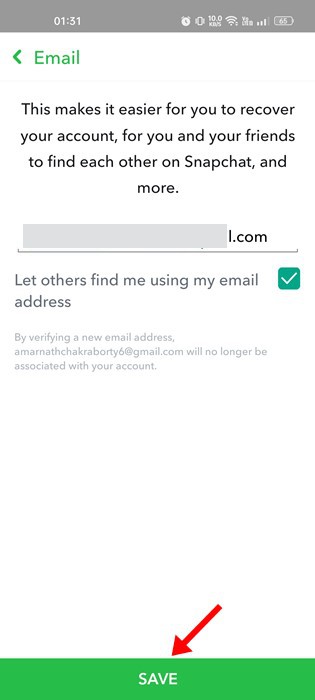 Change your Snapchat email address