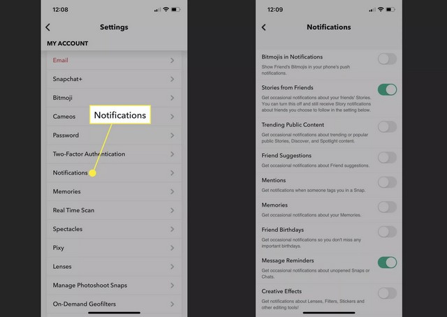 Enable notifications from settings