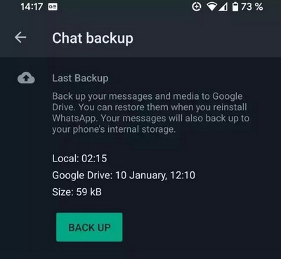 Backup your WhatsApp chat