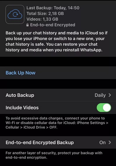 Backup WhatsApp chats