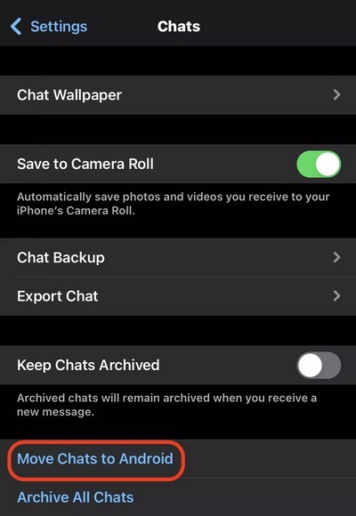 Transfer WhatsApp from iPhone to Android