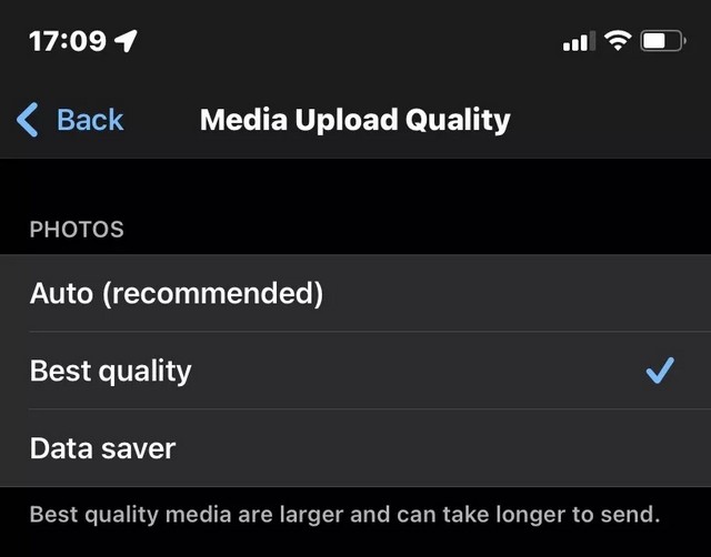 Set the download quality of images on WhatsApp