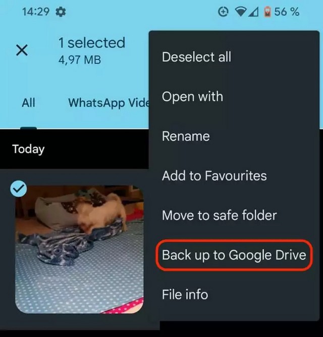 Select Backup to Google Drive