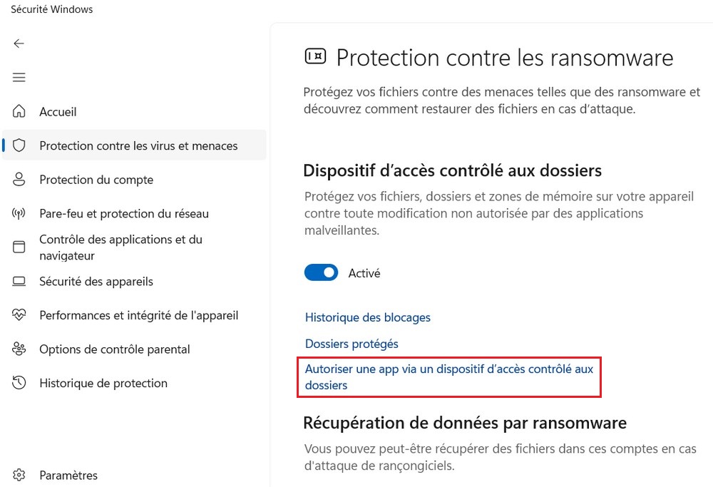 Windows 11 Ransomware Protection