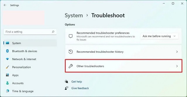 Click the Troubleshoot tab