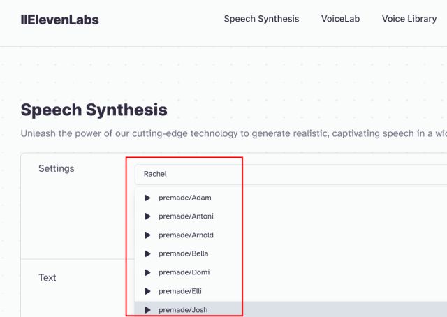 choose premade audio on elevenlabs