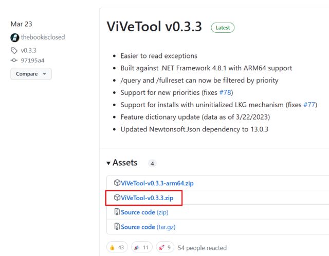 download vivetool from github