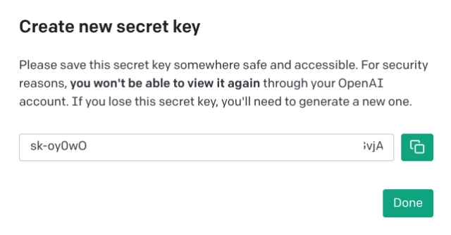 copy openai api key