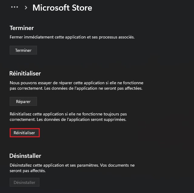 Reset Microsoft Store on Windows 11