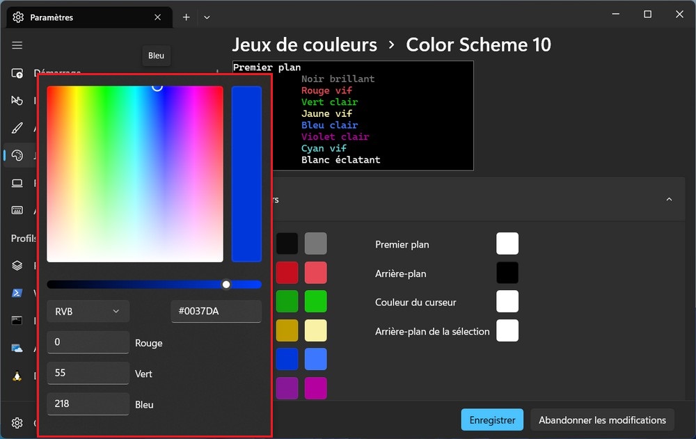 Create a custom color scheme on Windows Terminal
