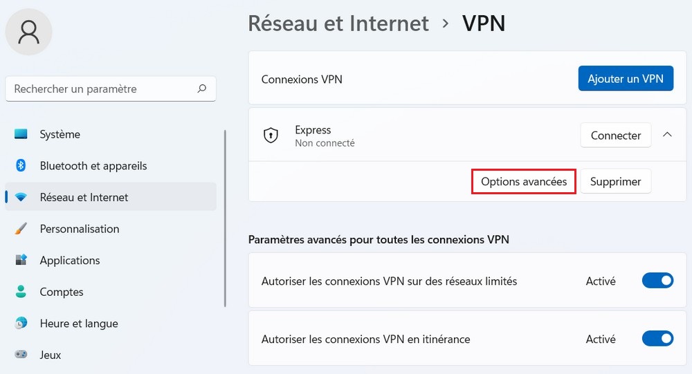 Advanced VPN options