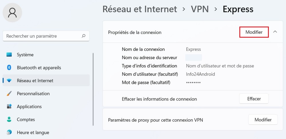 Change VPN settings