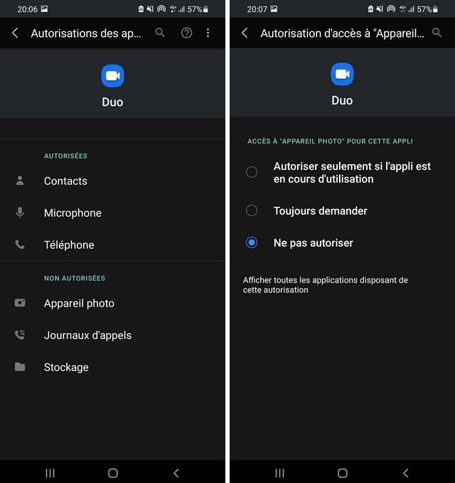 Android app permission management