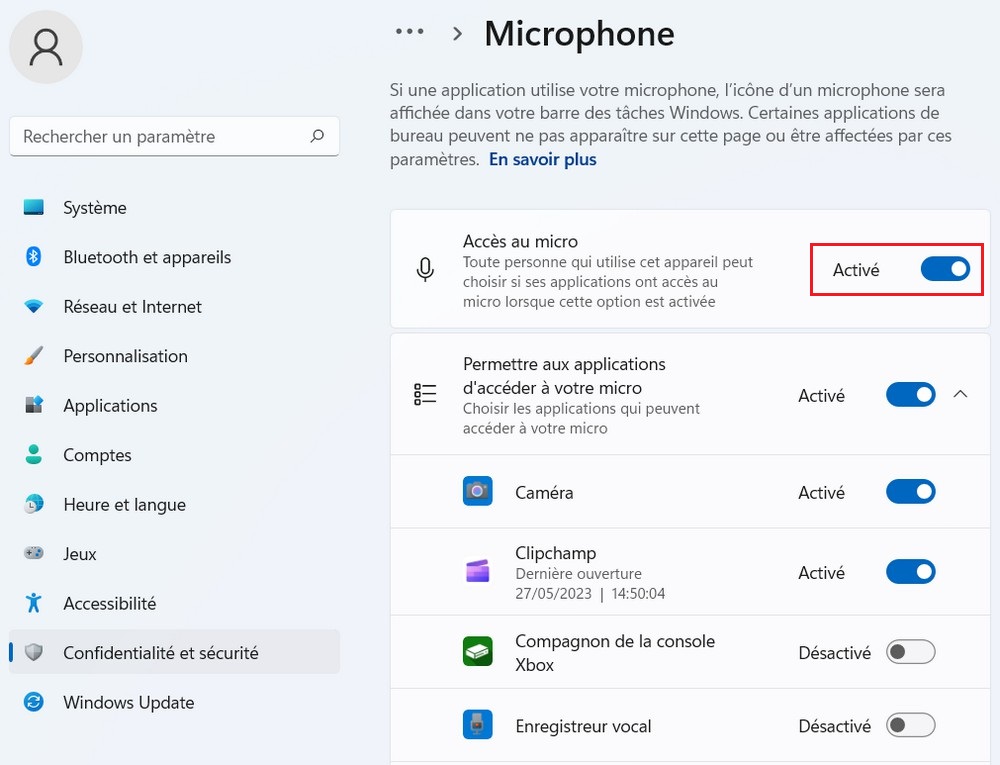 Check microphone permission settings