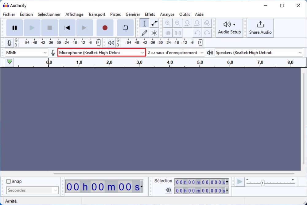 Choose the input source for audio recording