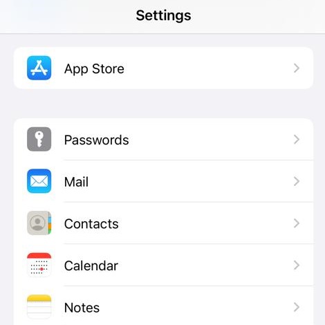 Tap Passwords under iPhone Settings