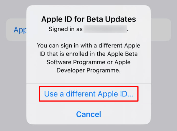 Use a different Apple ID for beta program