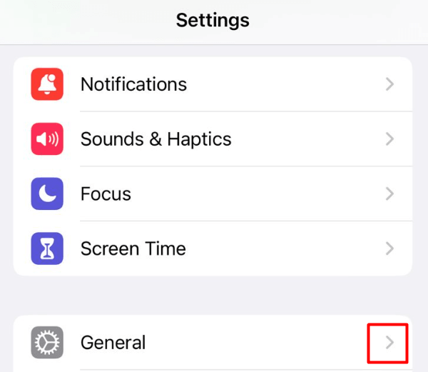 Open General in iPhone