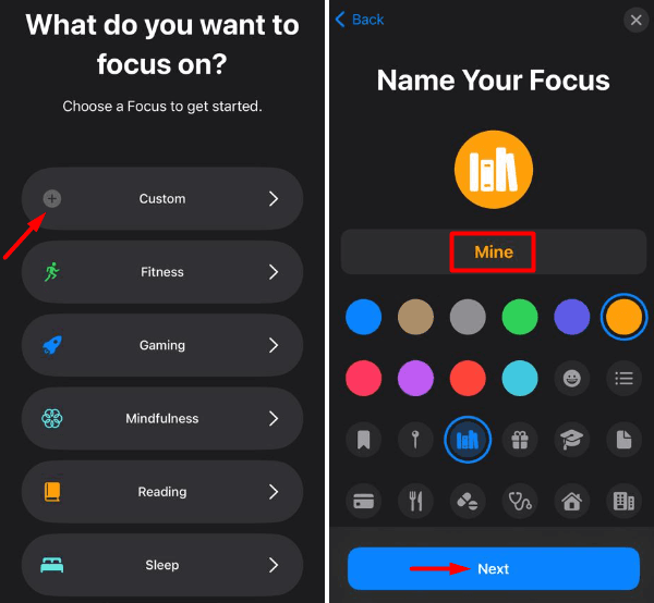 Create a New Focus on your iPhone