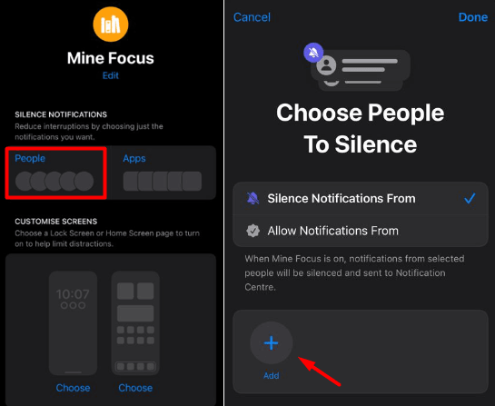 Silence or Enable people on iPhone