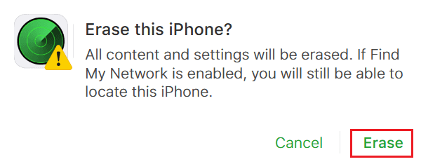 Confirm erasing your iPhone