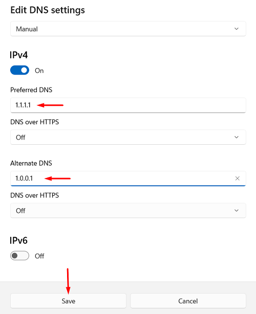 Ipv4 settings on Windows 11