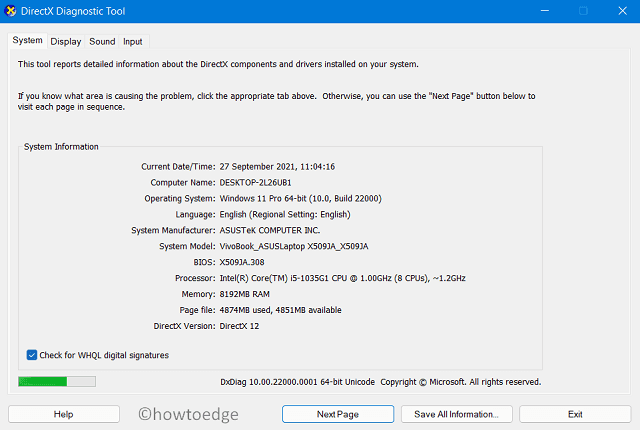 Check your Graphics Card - DXDIAG