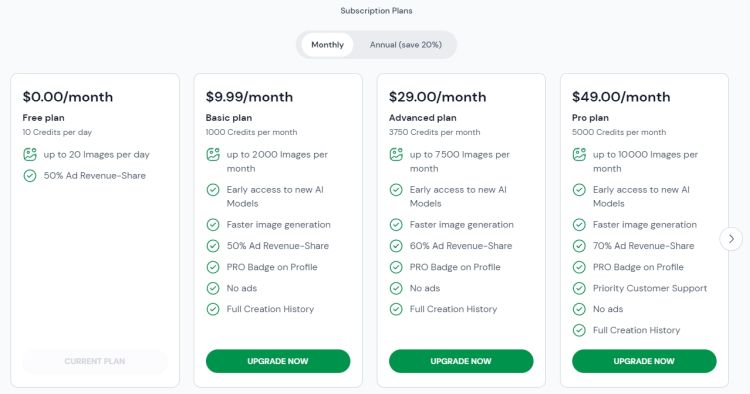 LimeWire AI Studio pricing and plans
