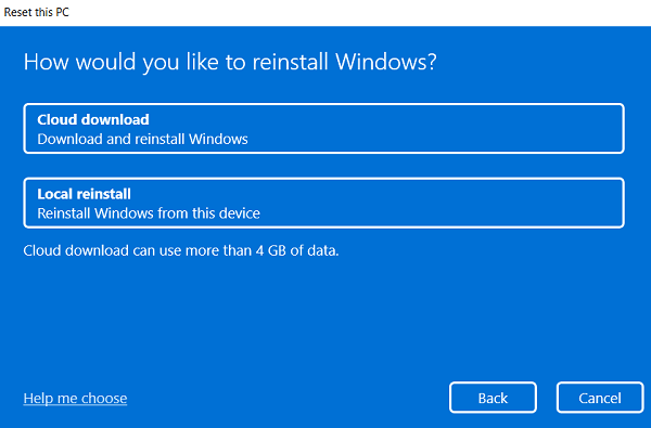 Reinstall Windows 11 - Reset this PC