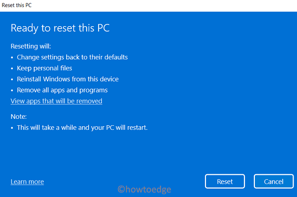 Repair Windows 11 OS - Reset