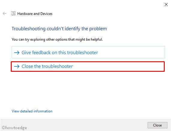 Hardware and Devices Troubleshooter 