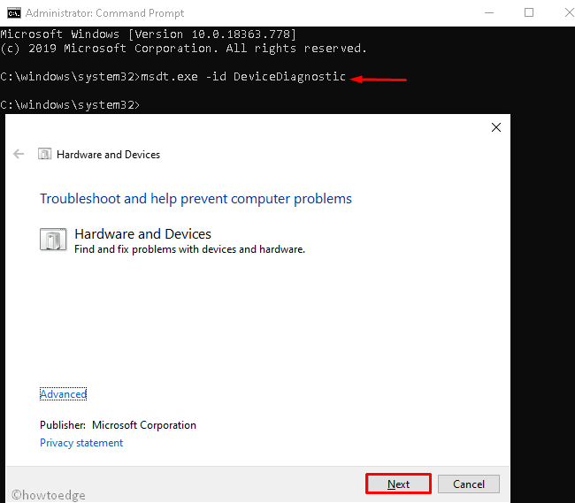 Hardware and Devices Troubleshooter 