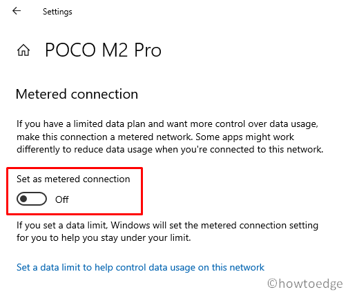 Set up a Metered Connection