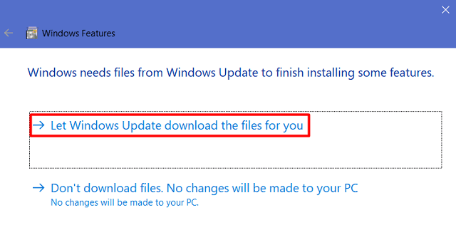 Let Windows update download the files for you