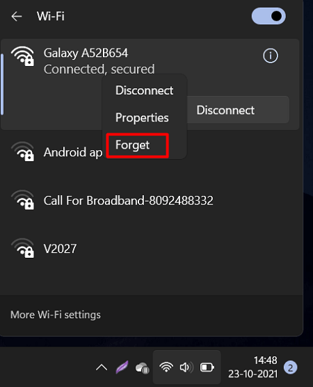 Forget WiFi connection