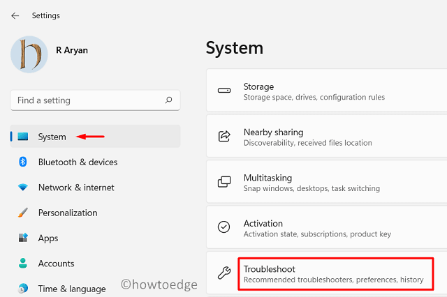 System Troubleshoot Windows 11