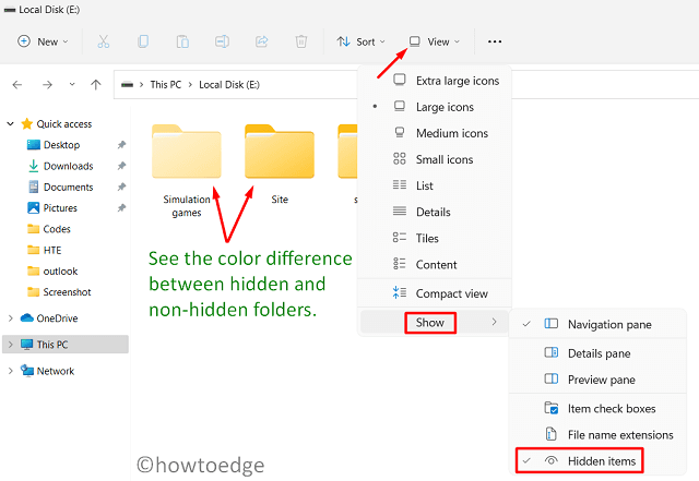 Show Hidden Files and Folders on Windows 11 - File Explorer