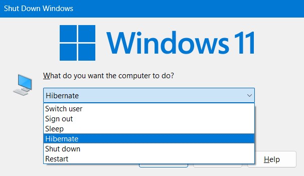 Enable Hibernate mode in Windows 11