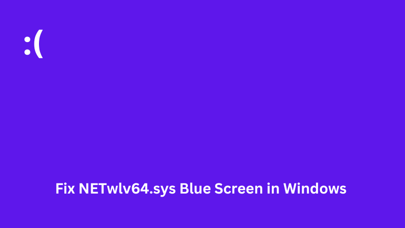 Fix NETwlv64.sys Blue Screen on Windows 11-10