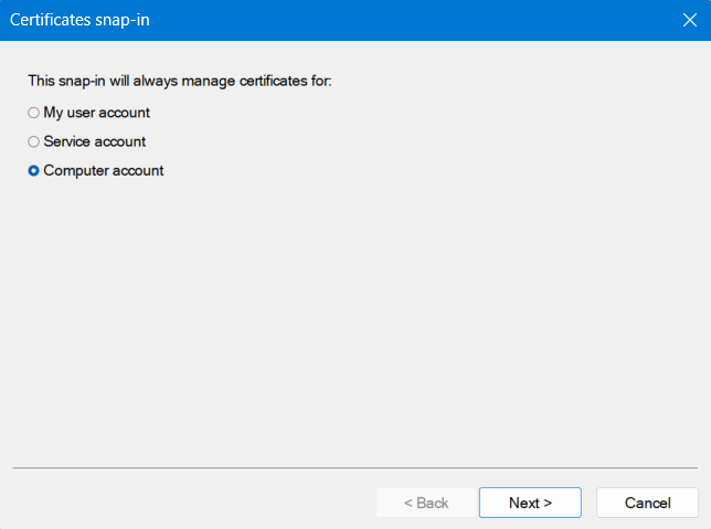 Select Computer Account and hit Next
