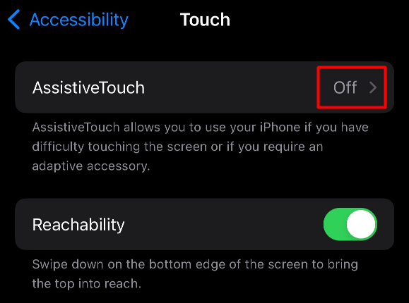 Open AssistiveTouch in iPhone