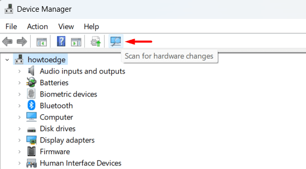 Scan for hardware changes on Windows 11