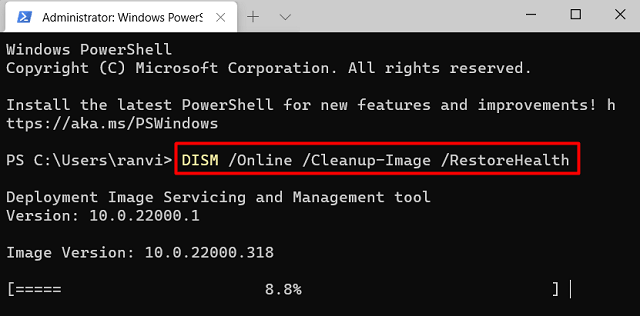 DISM Windows Terminal - Error 8007042B – 0x4001E