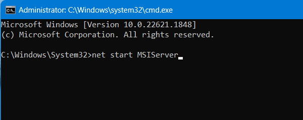 net start MSIServer