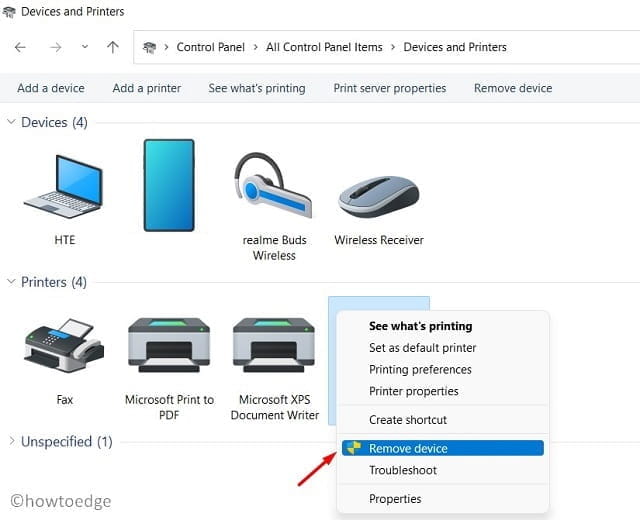 Remove your Printer from Windows 11 PC